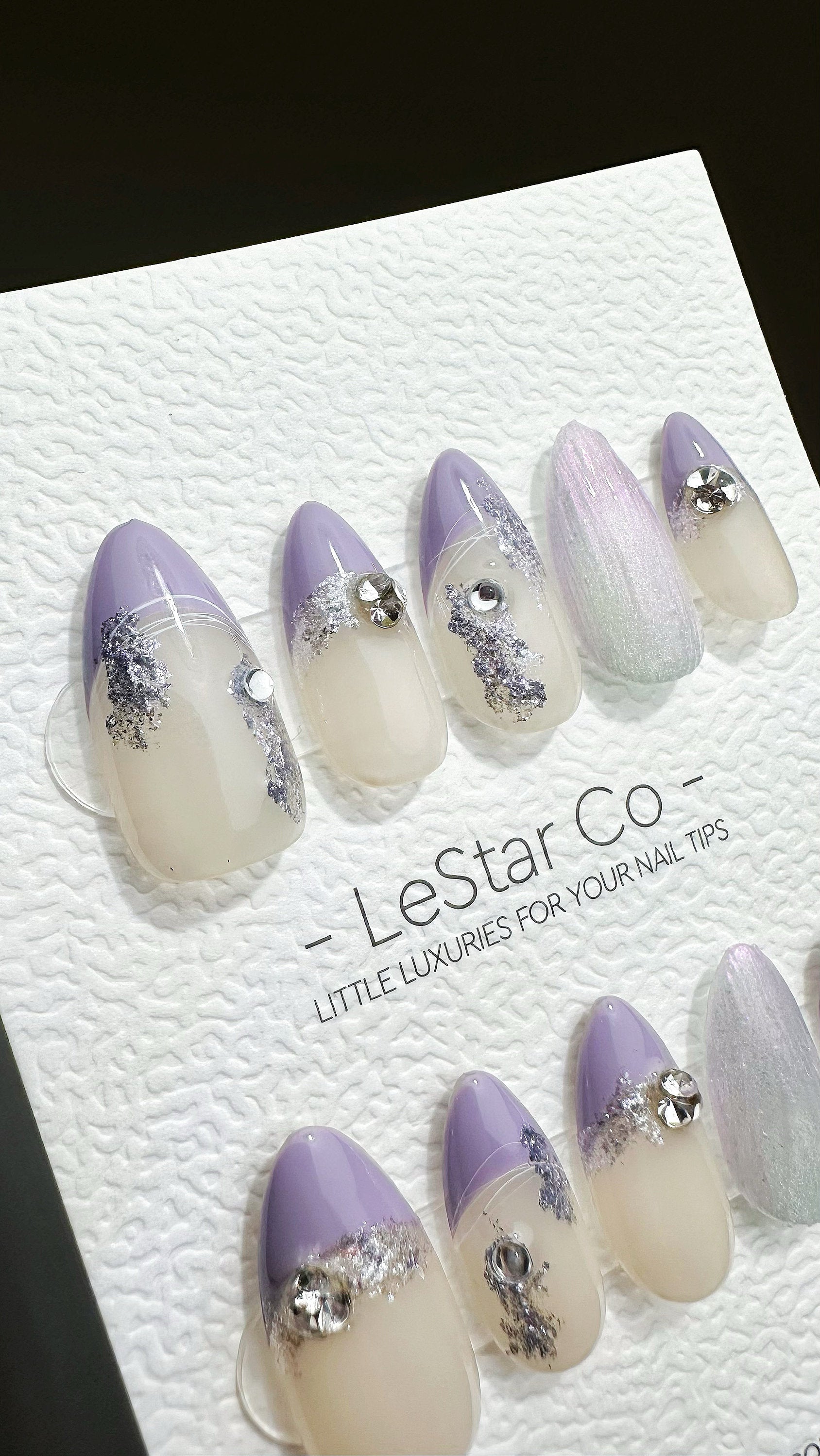 EOFY Reusable Lavender Sunrise Pastel Violet | Premium Press on Nails Gel | Fake Nails | Cute Fun Colorful Gel Nail Artist faux nails ML651