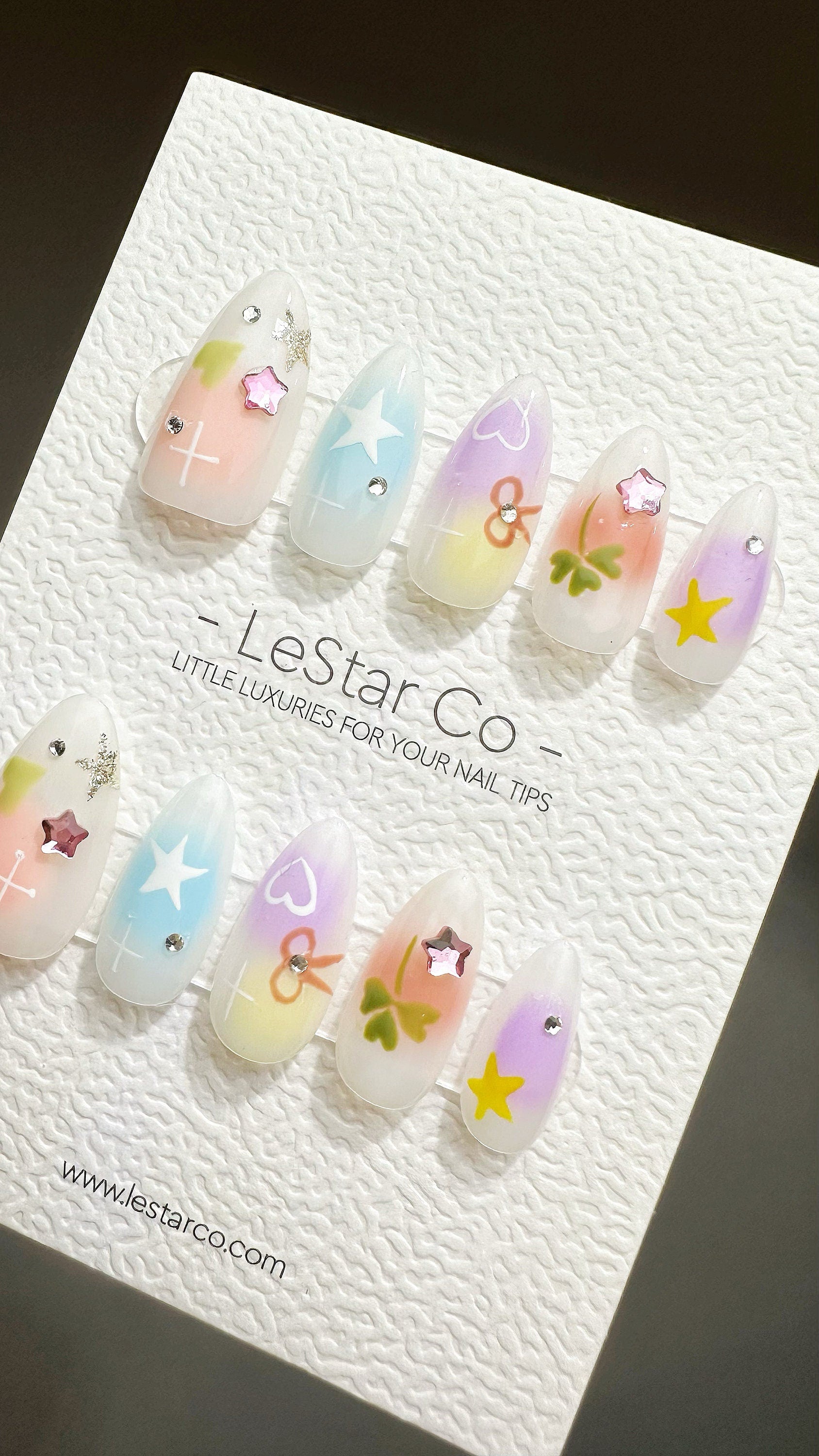 EOFY Reusable Dreamy Pastel Wonderland | Premium Press on Nails Gel | Fake Nails | Cute Fun Colorful Gel Nail Artist faux nails ML657