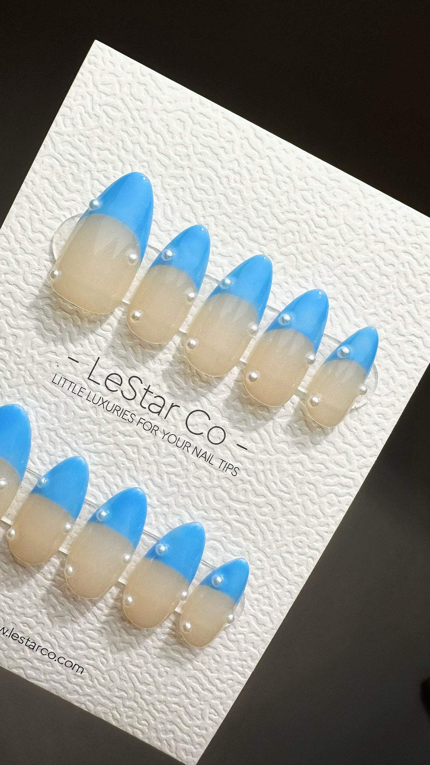 Reusable Ocean Drive French Tip with Pearl | Premium Press on Nails Gel | Fake Nails | Cute Fun Colorful Gel Nail Artist faux nails ML739