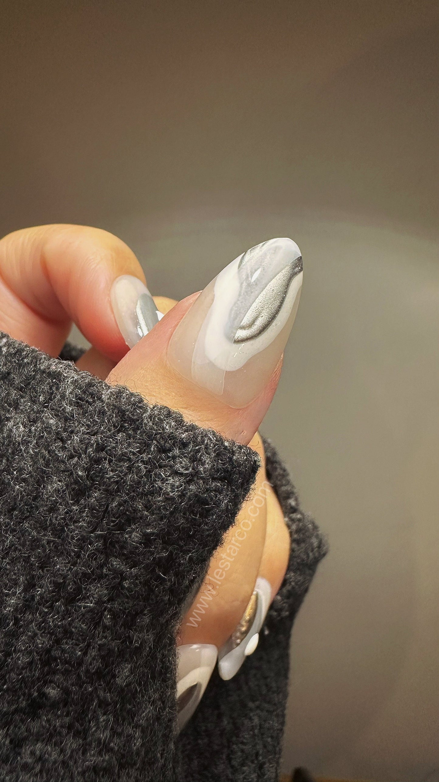 Reusable Galactic Silver Waves | Premium Press on Nails Gel | Fake Nails | Handprint Pressons Prom/Event/Birthday Nails ML668