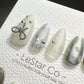 Reusable Silver Bow Starlit | Premium Press on Nails Gel | Fake Nails | Handprint Pressons Prom/Event/Birthday Nails ML670