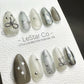 Reusable Silver Bow Starlit | Premium Press on Nails Gel | Fake Nails | Handprint Pressons Prom/Event/Birthday Nails ML670