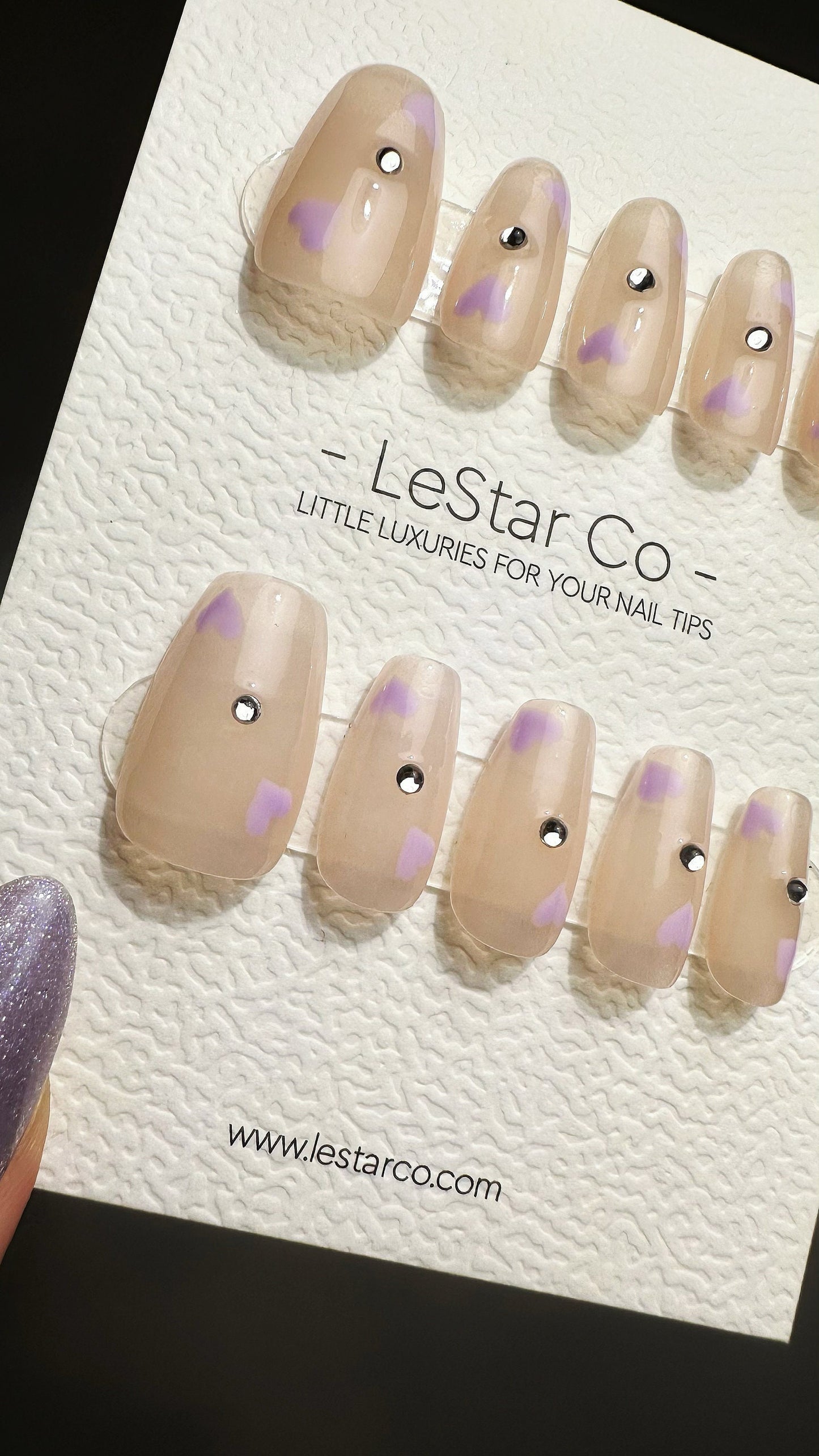 Reusable Lavender Luxe Subtle Nude | Premium Press on Nails Gel Manicure Hand Painted Pressons Handmade Gel Nail Artist faux nails YR747