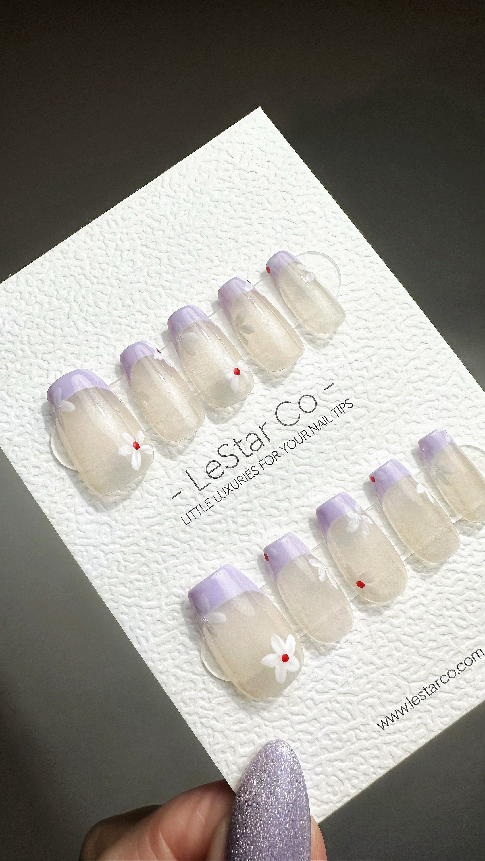 Reusable Lavender Blossom | Premium Press on Nails Gel Manicure Hand Painted Pressons Handmade Gel Nail Artist faux nails YR750