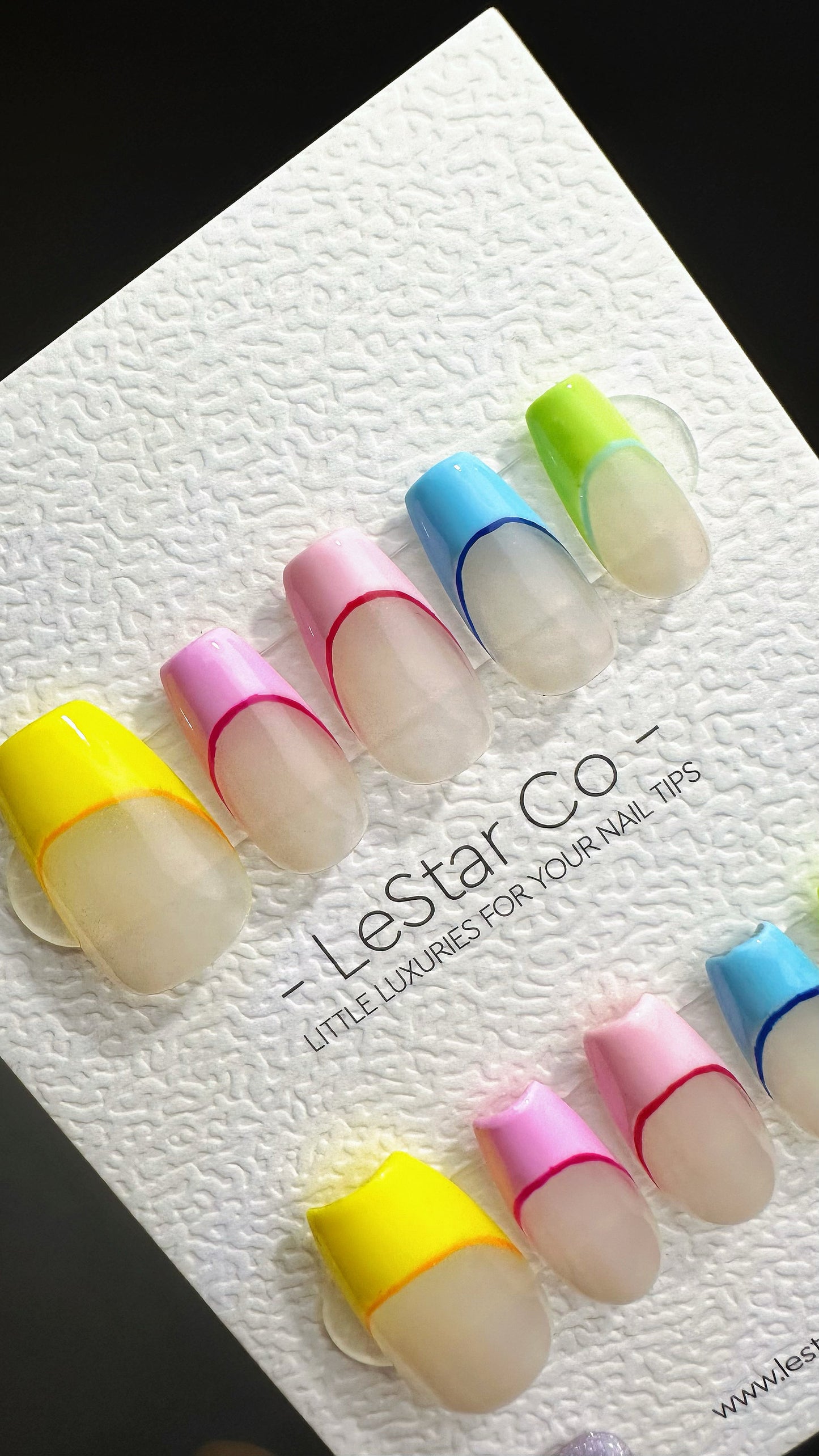 Reusable Rainbow French | Premium Press on Nails Gel Manicure Hand Painted Pressons Handmade Gel Nail Artist faux nails YR753