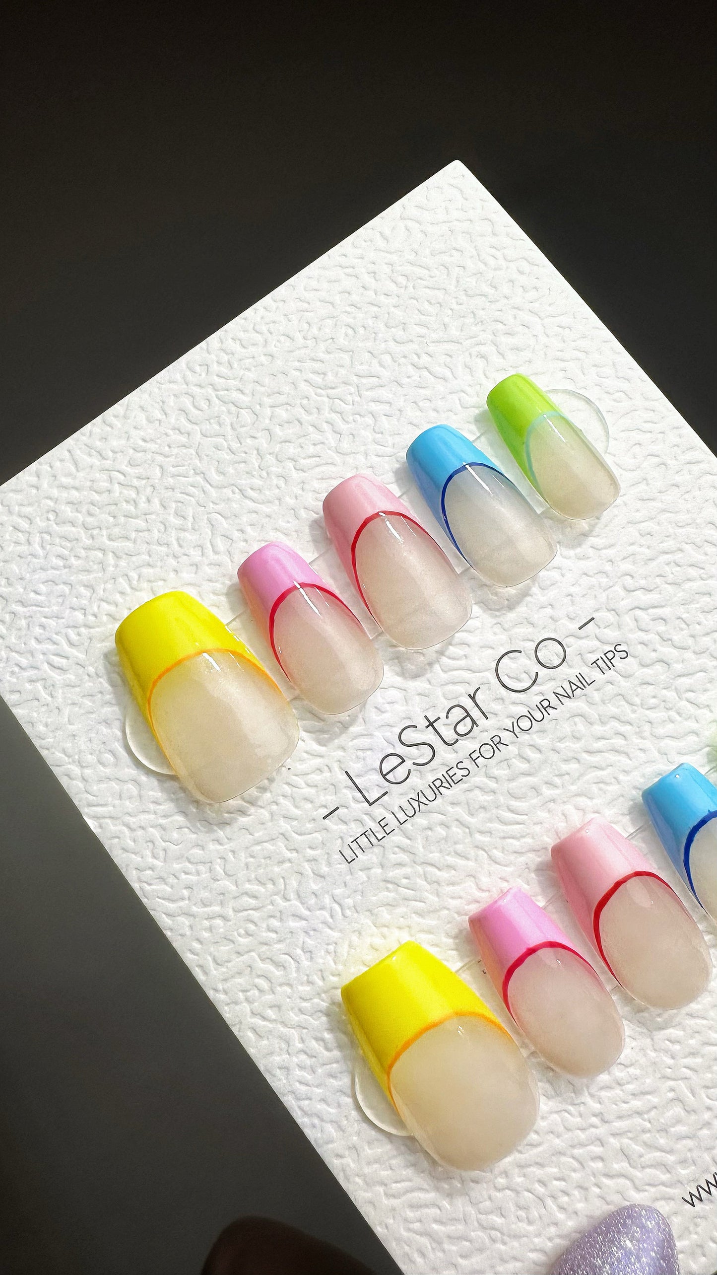 Reusable Rainbow French | Premium Press on Nails Gel Manicure Hand Painted Pressons Handmade Gel Nail Artist faux nails YR753