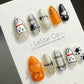 Reusable Haunted Pumpkin Paws| Premium Press on Nails Gel | Fake Nails | Cute Fun Colorful Gel Nail Artist faux nails YR744