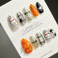 Reusable Haunted Pumpkin Paws| Premium Press on Nails Gel | Fake Nails | Cute Fun Colorful Gel Nail Artist faux nails YR744