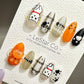 Reusable Haunted Pumpkin Paws| Premium Press on Nails Gel | Fake Nails | Cute Fun Colorful Gel Nail Artist faux nails YR744