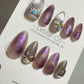 Reusable Mystic Amethyst Glow | Premium Press on Nails Gel Hand Painted Pressons Customizable Gel Nail faux nails QN757