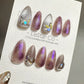 Reusable Mystic Amethyst Glow | Premium Press on Nails Gel Hand Painted Pressons Customizable Gel Nail faux nails QN757