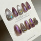 Reusable Mystic Amethyst Glow | Premium Press on Nails Gel Hand Painted Pressons Customizable Gel Nail faux nails QN757