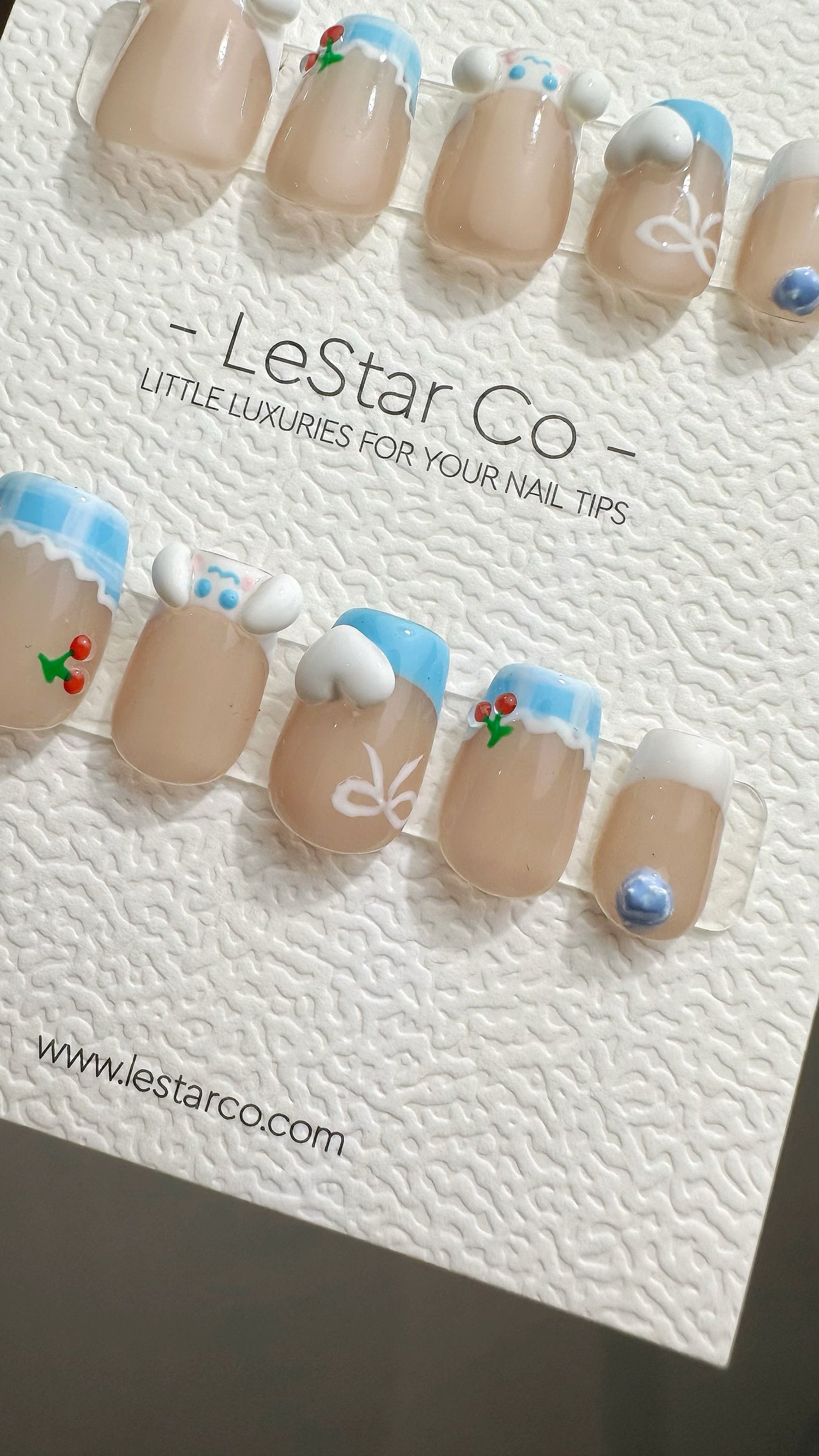 Reusable Cotton Puppy | Premium Press on Nails Gel Manicure Handprint Pressons Handmade | Lestarco faux nails YR685