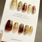 Reusable Golden Ember | Premium Press on Nails Gel Manicure Handprint Pressons Handmade | Lestarco faux nails YR689