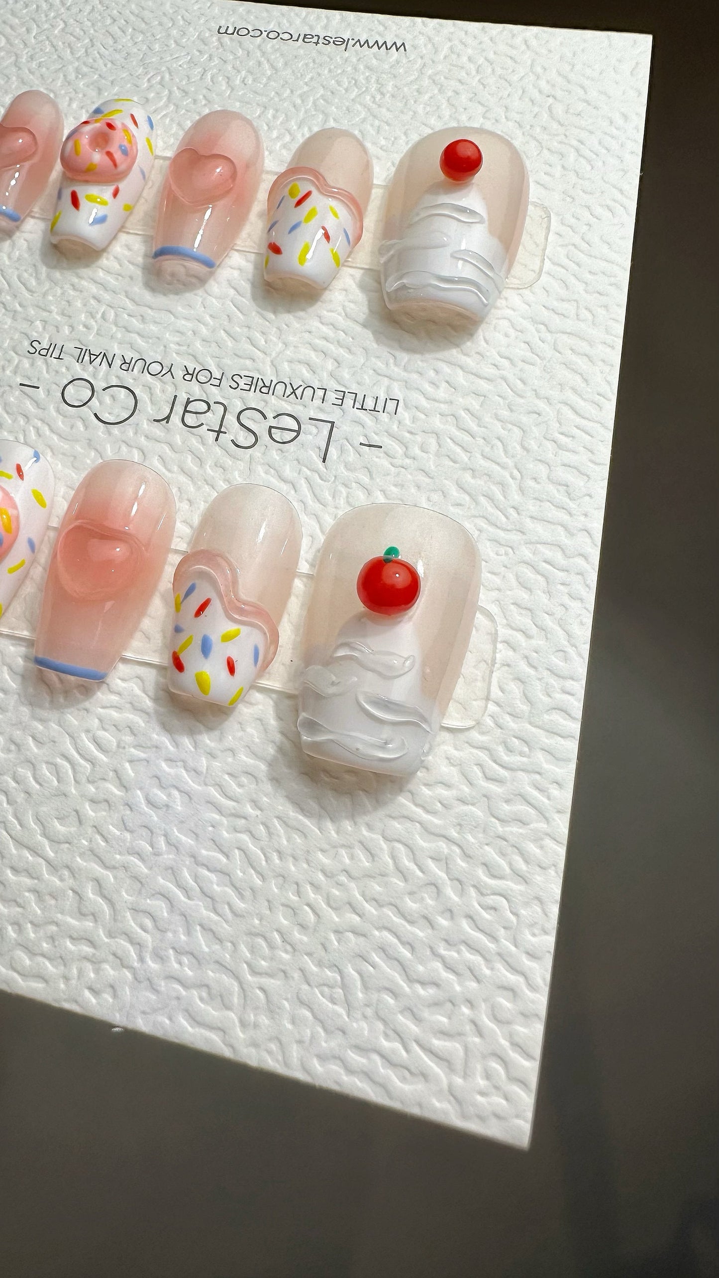 Reusable Cupcake Sundae Delight | Premium Press on Nails Gel Manicure Handprint Pressons Handmade | Lestarco faux nails YR690