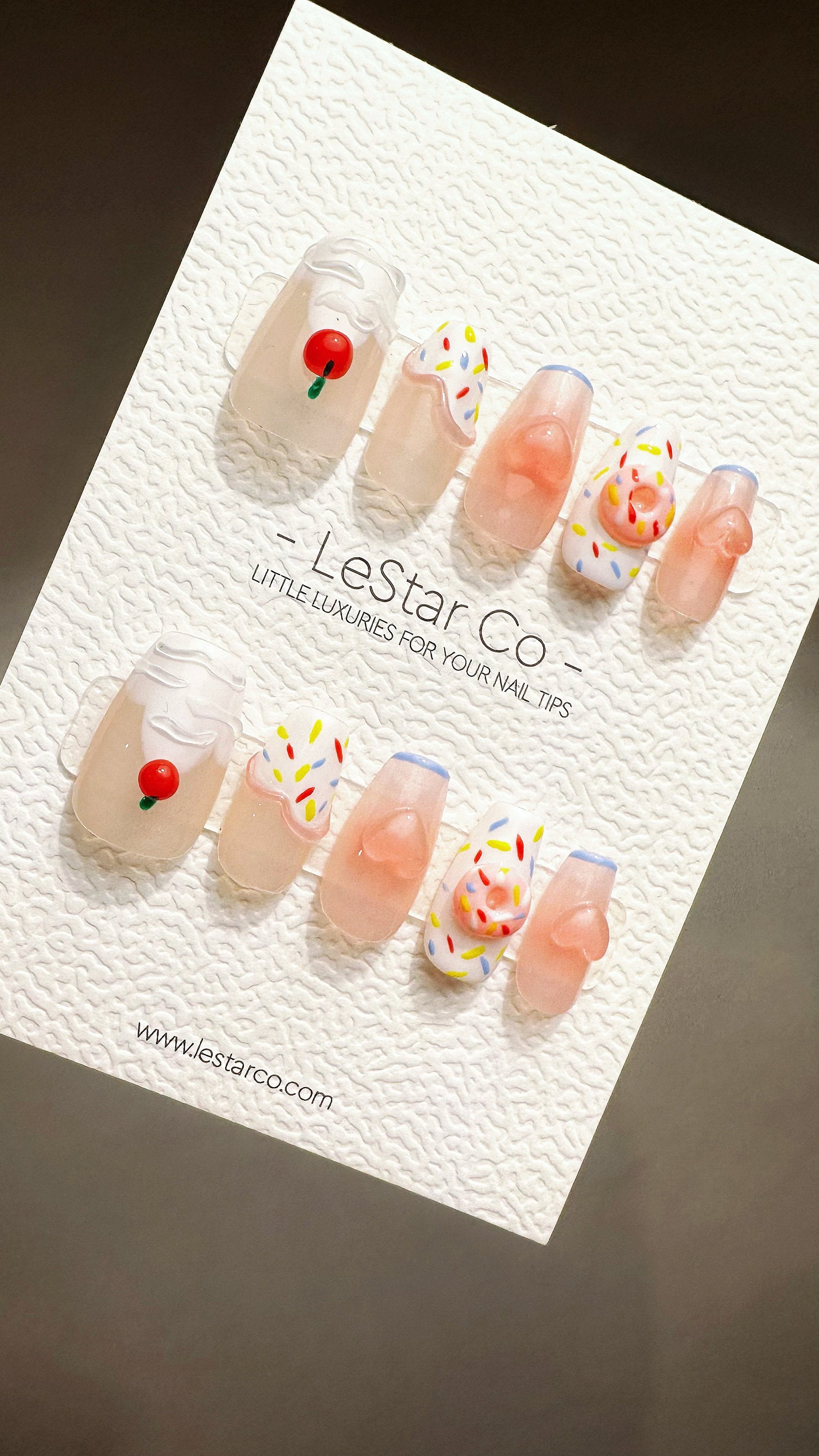 Reusable Cupcake Sundae Delight | Premium Press on Nails Gel Manicure Handprint Pressons Handmade | Lestarco faux nails YR690