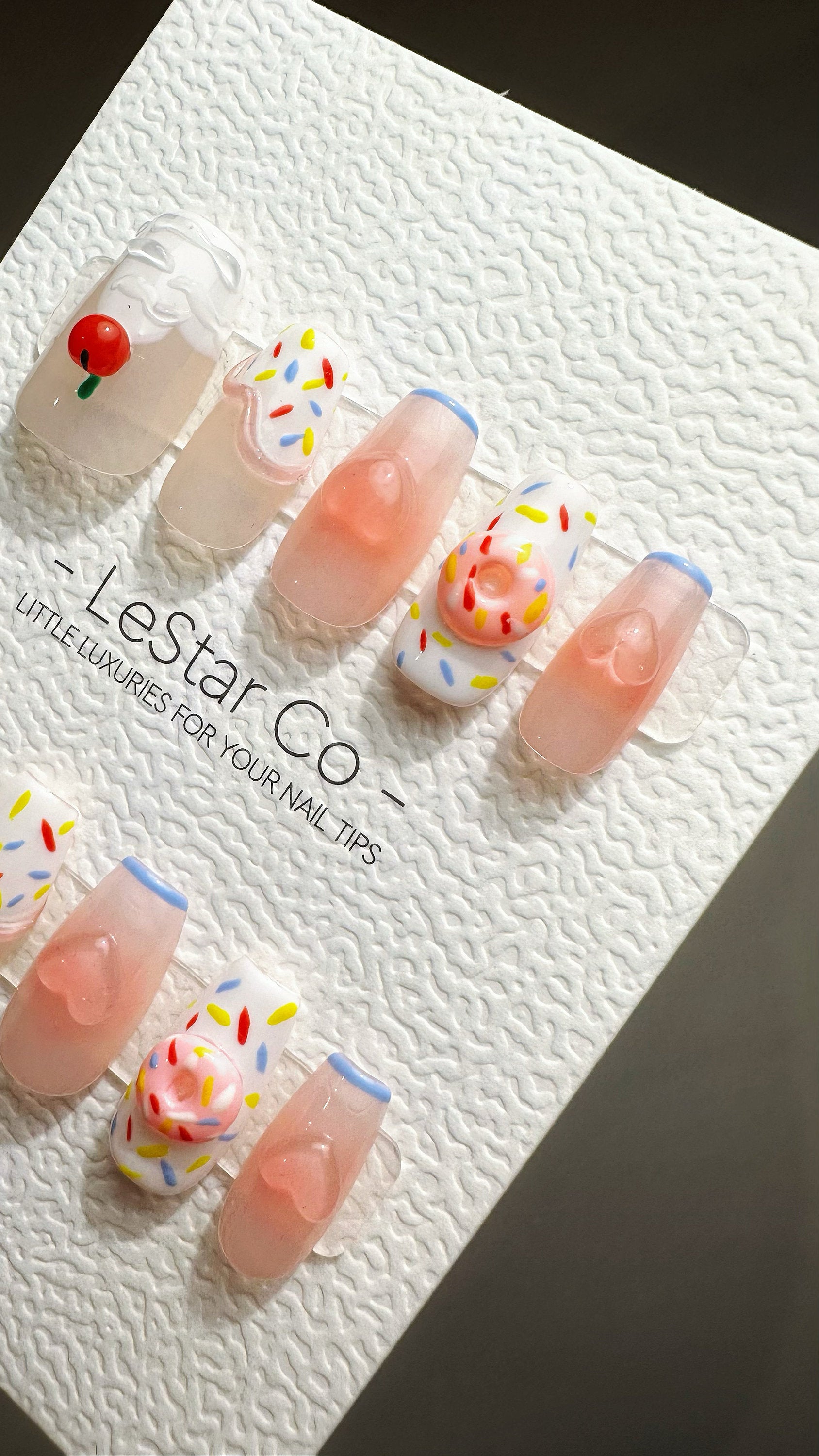 Reusable Cupcake Sundae Delight | Premium Press on Nails Gel Manicure Handprint Pressons Handmade | Lestarco faux nails YR690