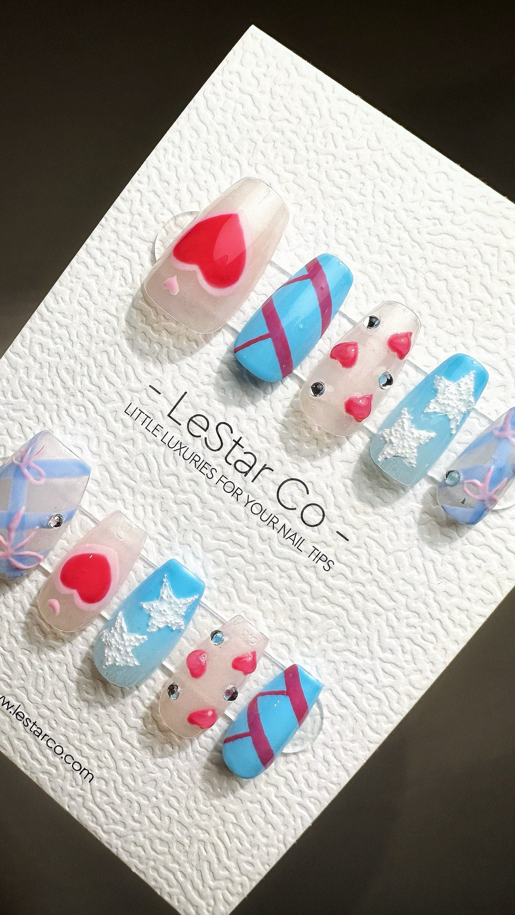 Reusable Pastel Love Affair | Premium Press on Nails Gel Manicure Handprint Pressons Handmade | Lestarco faux nails YR693