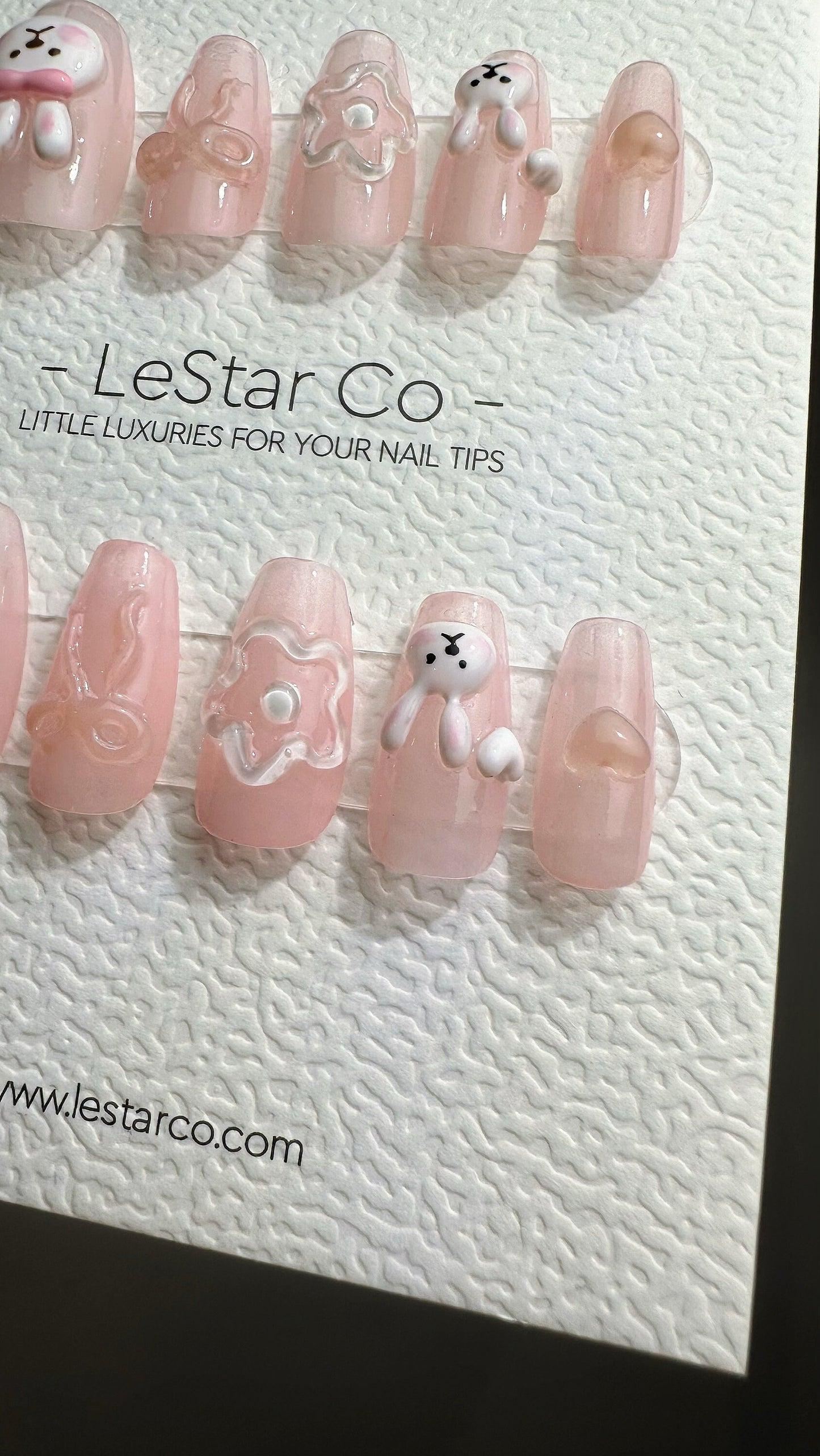 Reusable Jelly Bunny | Premium Press on Nails Gel Manicure Handprint Pressons Handmade | Lestarco faux nails YR696