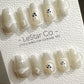 Reusable Frosty Bunny | Premium Press on Nails Gel Manicure Handprint Pressons Handmade | Lestarco faux nails YR695