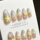 Reusable Petals in Pastel | Premium Press on Nails Gel Hand Painted Pressons Customizable Gel Nail Artist fake nails YR762