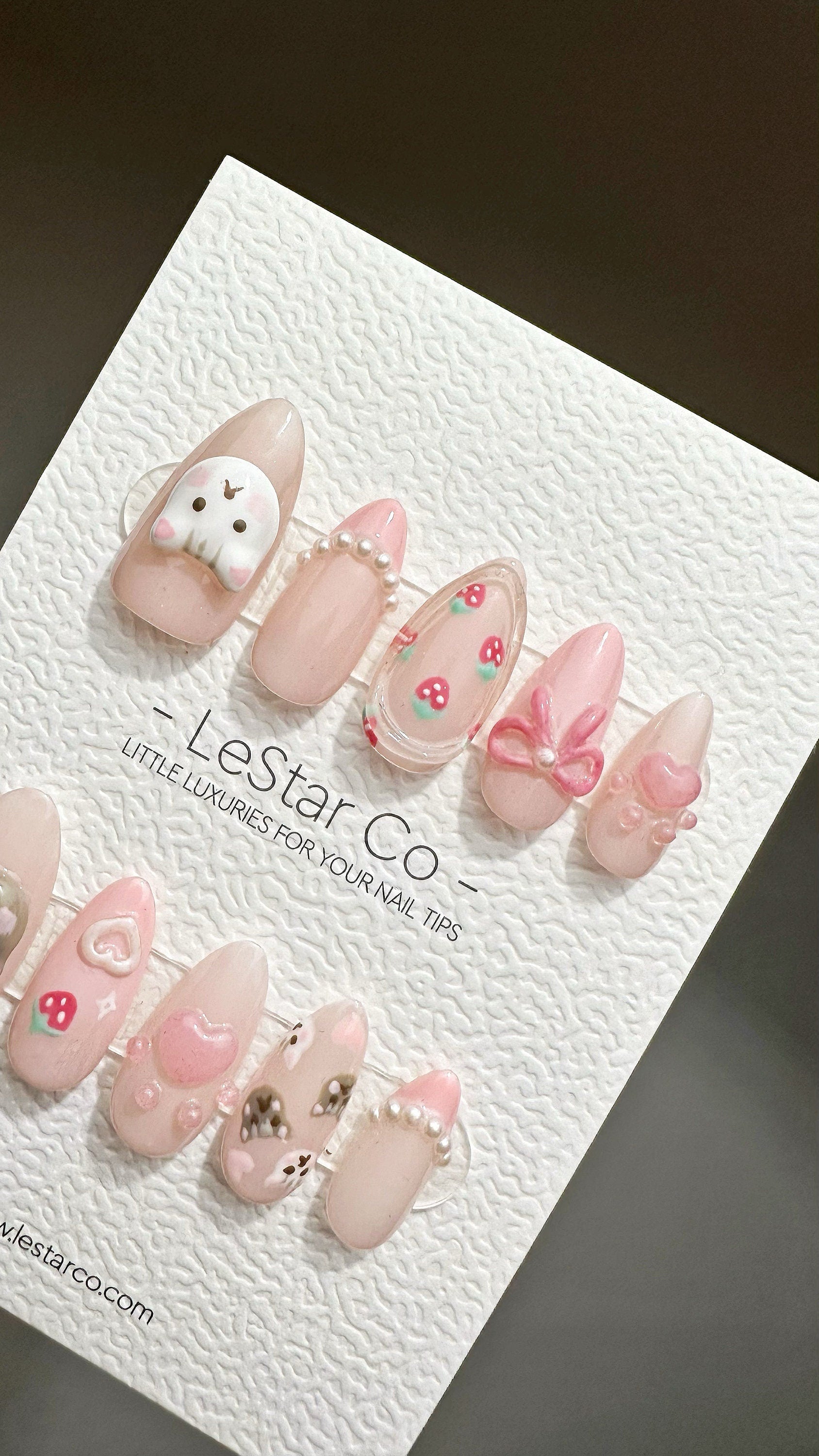 Reusable Cute Kitty Mews | Premium Press on Nails Gel Manicure | Fake Nails | Handmade | Artificial nails YR763