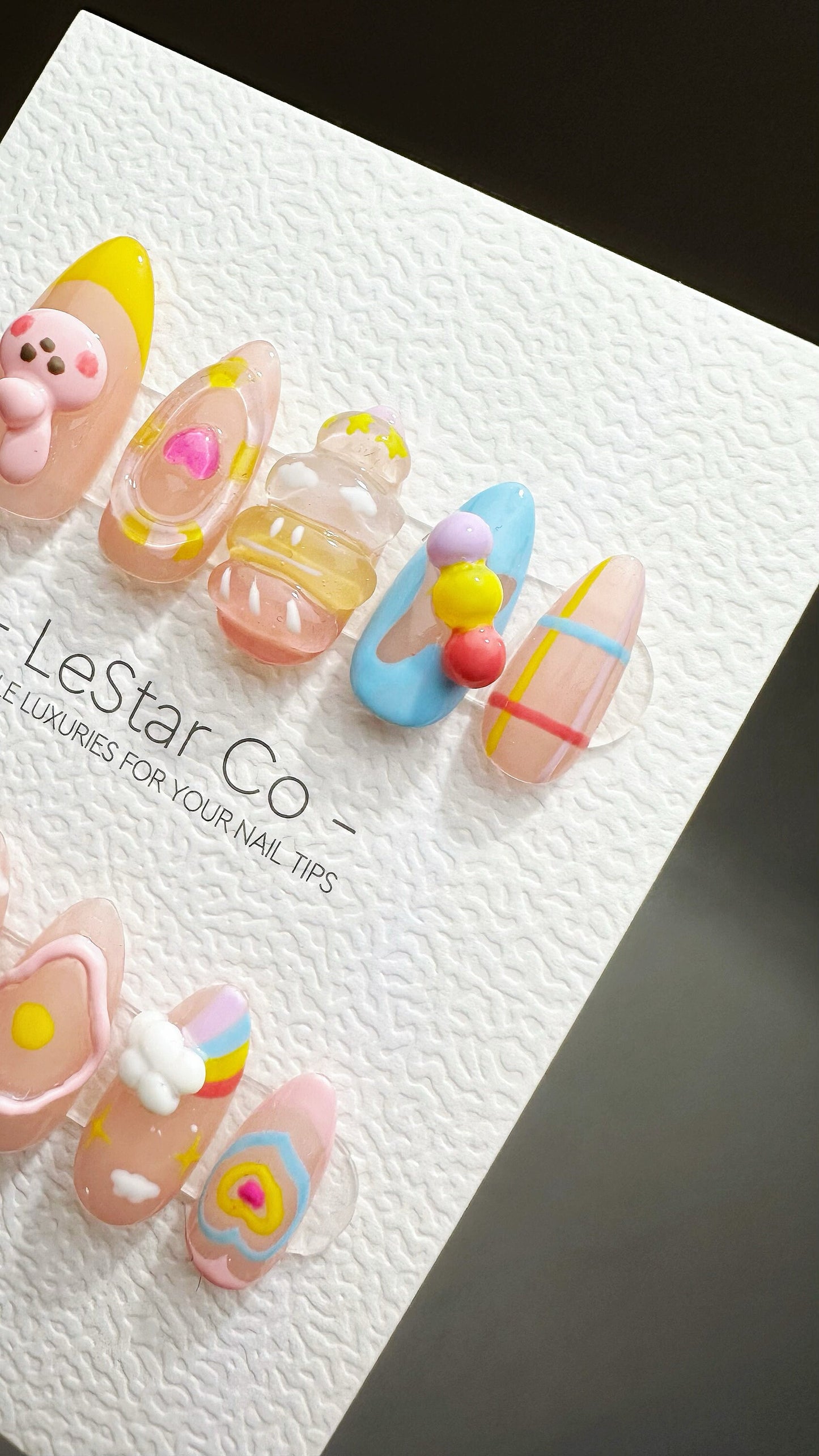 Reusable 3D Candy Bunny Cloud Dreams | Premium Press on Nails Gel Manicure | Fake Nails | Handmade | Artificial nails YR767