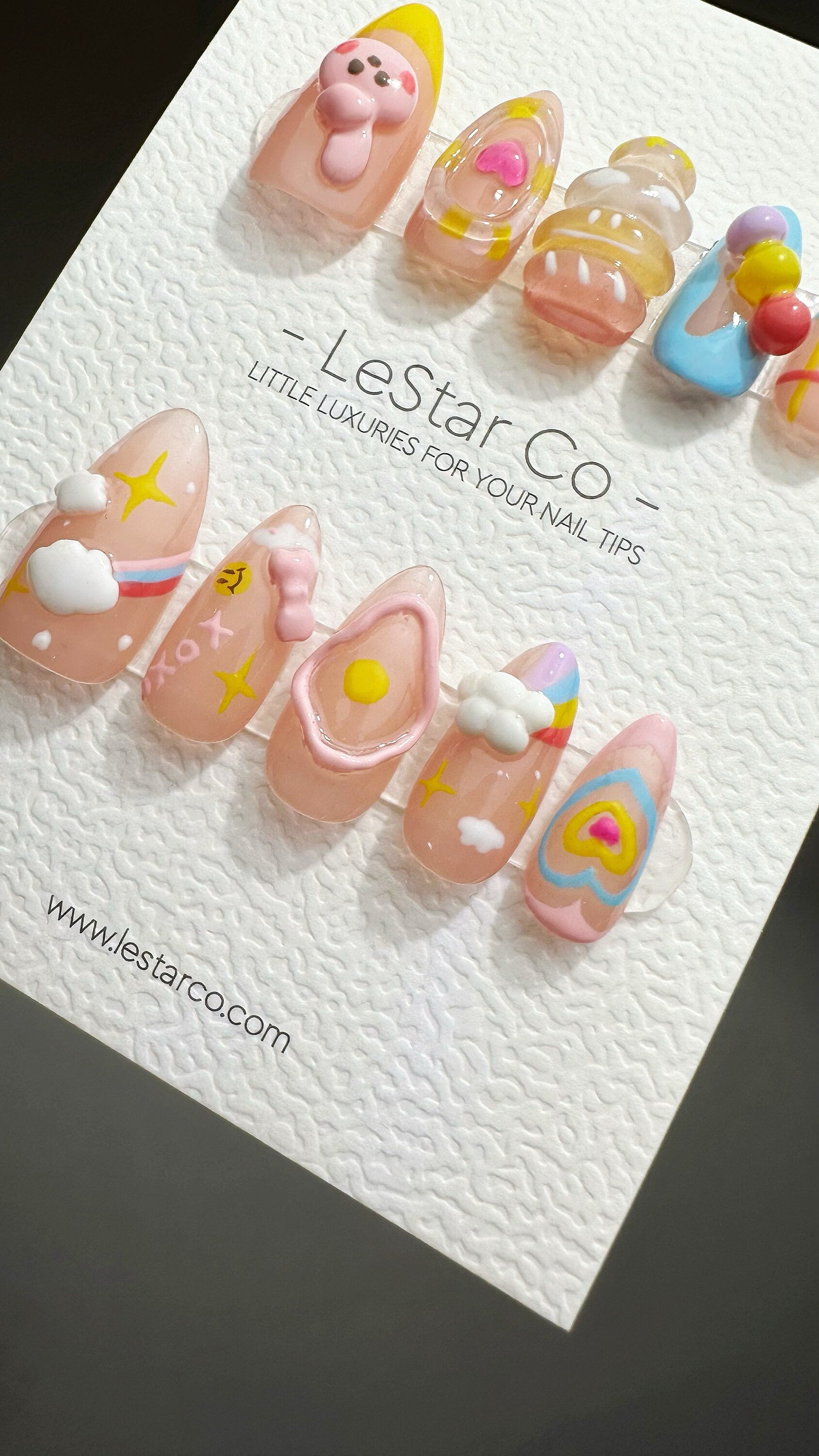 Reusable 3D Candy Bunny Cloud Dreams | Premium Press on Nails Gel Manicure | Fake Nails | Handmade | Artificial nails YR767