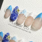 Reusable Blue Oceanic Dreams | Press on Nails Gel | Fake Nails | Summer Beach Handmade Pressons faux nails ML704