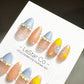 Reusable Sunshine Hearts| Premium Press on Nails Gel Hand Painted Pressons Gel Nail Artist faux nails ML710