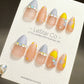 Reusable Sunshine Hearts| Premium Press on Nails Gel Hand Painted Pressons Gel Nail Artist faux nails ML710