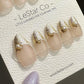 Reusable Glittering Champagne French Tips w/ Peal | Press on Nails Gel | Fake Nails | Handmade Pressons faux nails ML723