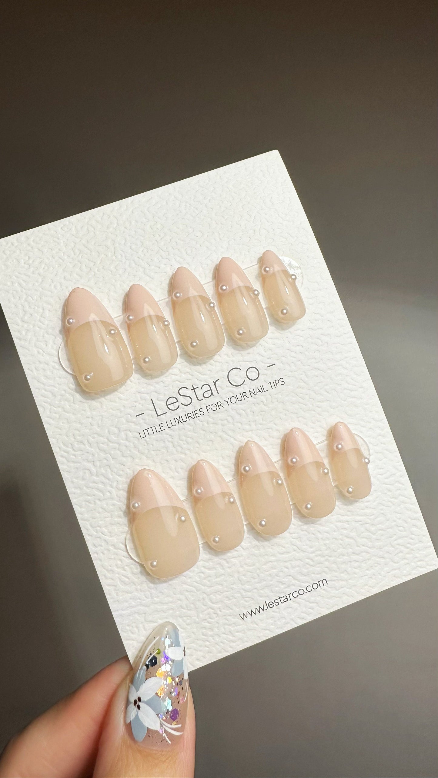 Reusable Chic Minimalist Pink French Tip with pearl | Press on Nails Gel | Fake Nails | Handmade Pressons faux nails ML724