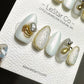 Reusable Opulent Pearls | Premium Press on Nails Gel Hand Painted Pressons Customizable Gel Nail Artist faux nails ML725