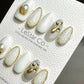 Reusable Opulent Pearls | Premium Press on Nails Gel Hand Painted Pressons Customizable Gel Nail Artist faux nails ML725