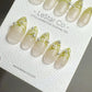 Reusable Citrus Splash French Tip with pearl | Press on Nails Gel | Fake Nails | Handmade Pressons faux nails ML727