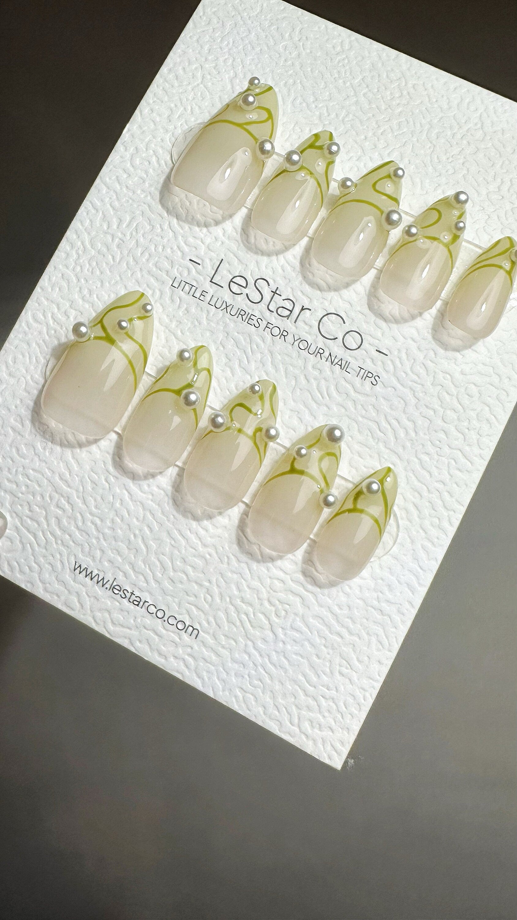 Reusable Citrus Splash French Tip with pearl | Press on Nails Gel | Fake Nails | Handmade Pressons faux nails ML727