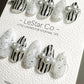 Reusable Monochrome Majesty | Premium Press on Nails Gel Hand Painted Pressons Customizable Gel Nail Artist faux nails ML728