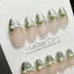 Reusable Green Mirrorball Magic French Tips w/ Peal | Press on Nails Gel | Fake Nails | Handmade Pressons faux nails ML734