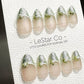 Reusable Green Mirrorball Magic French Tips w/ Peal | Press on Nails Gel | Fake Nails | Handmade Pressons faux nails ML734