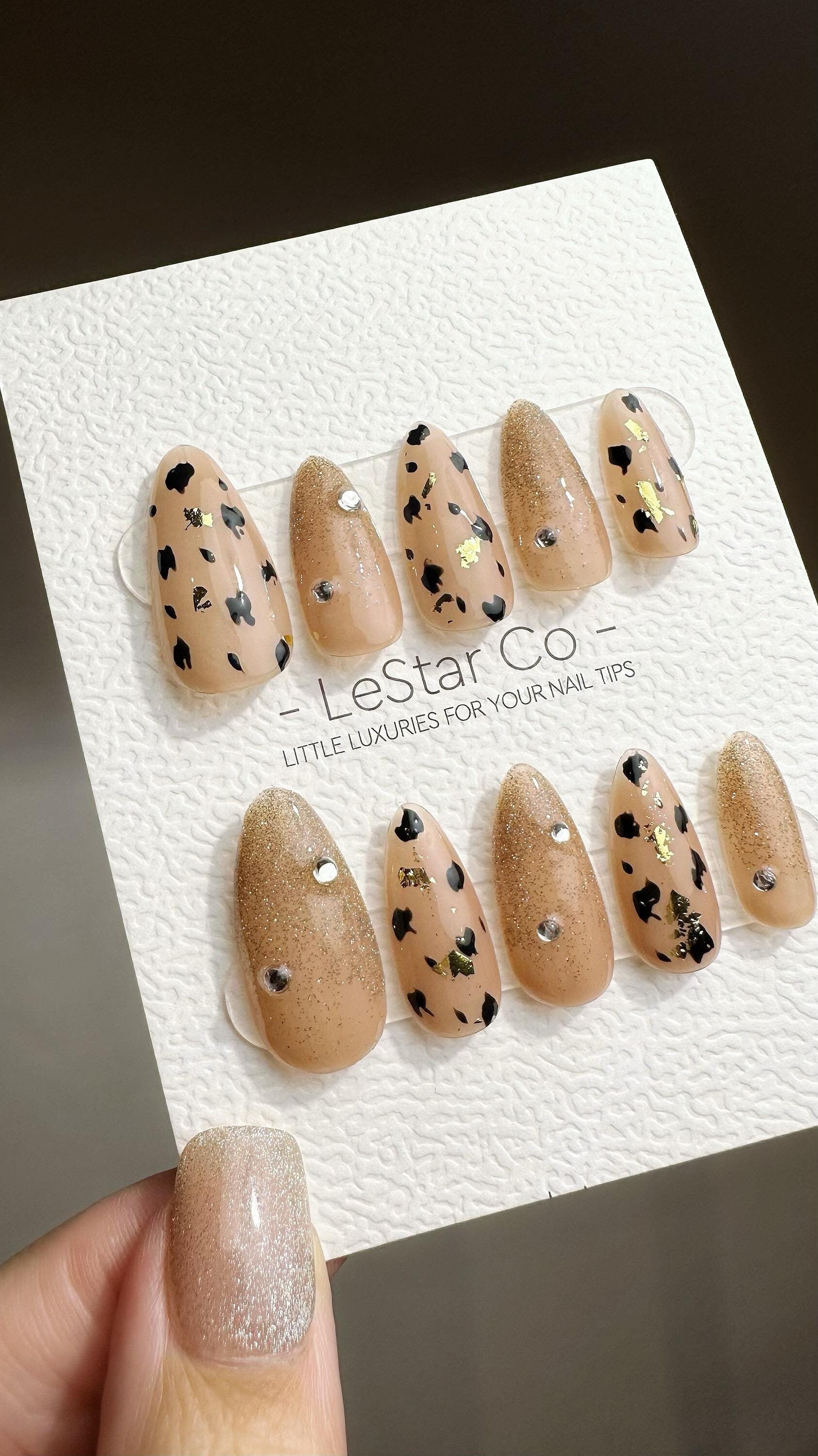 Reusable Bold Leopard Luxe | Premium Press on Nails Gel | Fake Nails | Handprint Gel Nail Faux nails TMR785