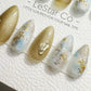 Reusable Golden Luxe Waterscape Cat Eye Effect| Premium Press on Nails Gel Hand Painted Pressons Customizable Gel Nail faux nails TMR786