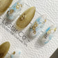 Reusable Golden Luxe Waterscape Cat Eye Effect| Premium Press on Nails Gel Hand Painted Pressons Customizable Gel Nail faux nails TMR786