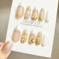 Reusable Golden Whispers French Tip | Premium Press on Nails Gel | Fake Nails | Cute Fun Colorful Gel Nail faux nails YR790