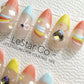 Reusable Rainbow Dreams French Tip| Premium Press on Nails Gel Hand Painted Pressons Customizable Gel Nail Artist faux nails ML799