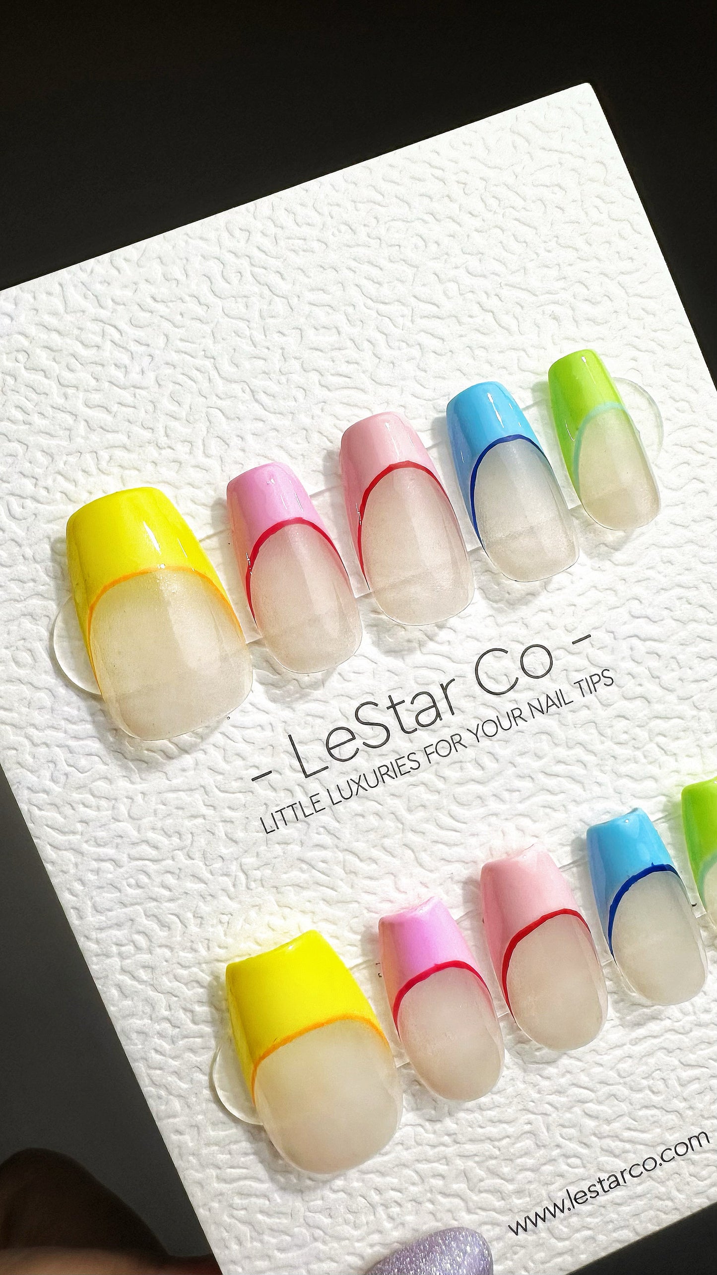 Reusable Rainbow French | Premium Press on Nails Gel Manicure Hand Painted Pressons Handmade Gel Nail Artist faux nails YR753