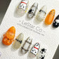 Reusable Haunted Pumpkin Paws| Premium Press on Nails Gel | Fake Nails | Cute Fun Colorful Gel Nail Artist faux nails YR744