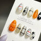 Reusable Haunted Pumpkin Paws| Premium Press on Nails Gel | Fake Nails | Cute Fun Colorful Gel Nail Artist faux nails YR744