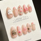 Reusable Cute Kitty Mews | Premium Press on Nails Gel Manicure | Fake Nails | Handmade | Artificial nails YR763