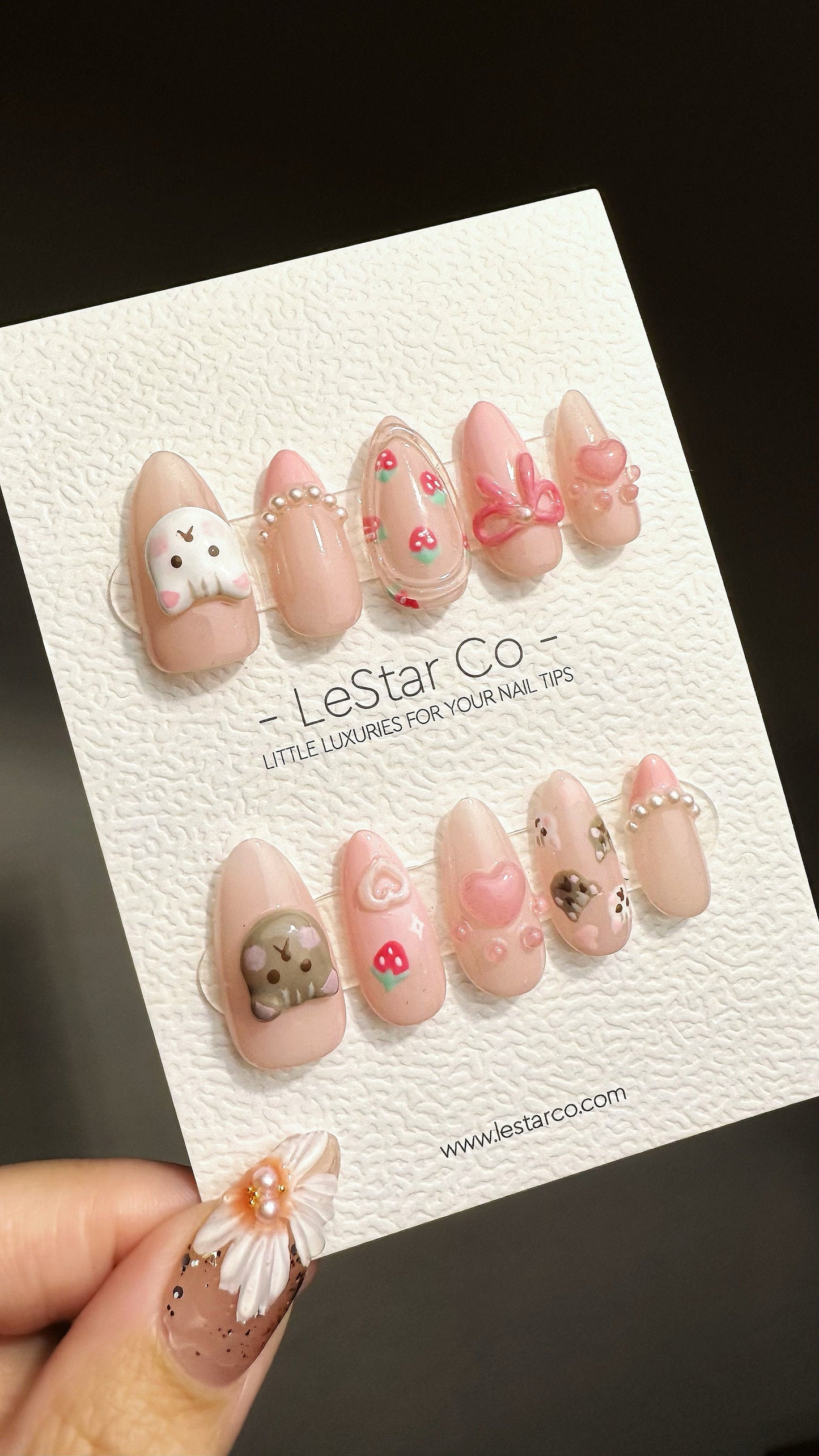 Reusable Cute Kitty Mews | Premium Press on Nails Gel Manicure | Fake Nails | Handmade | Artificial nails YR763